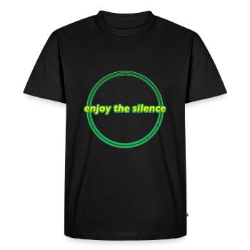 Écoute le silence - T-shirt Premium bio Homme - noir - Devant - Nico (187cm)