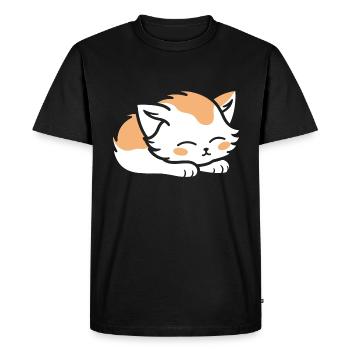 Bébé chat qui dors - T-shirt Premium bio Homme - noir - Devant - Nico (187cm)