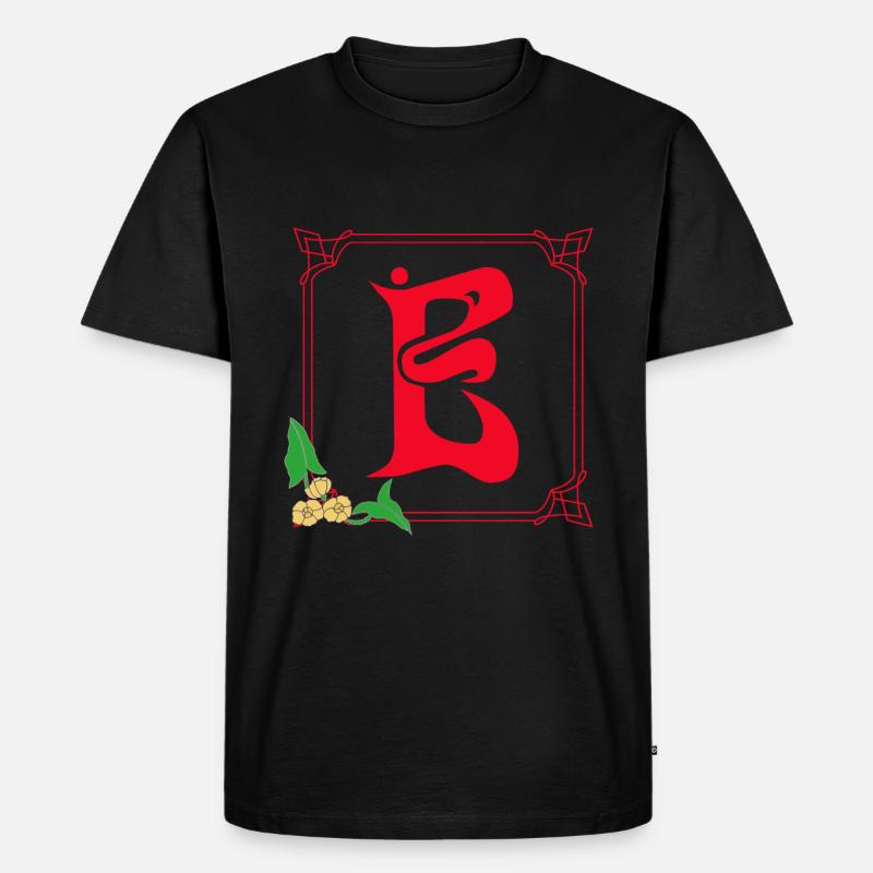 jugendstil e rot - Männer Premium Bio T-Shirt - Schwarz
