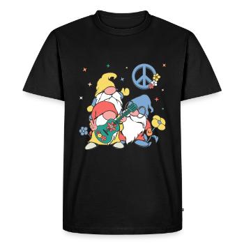 Nains hippies avec guitare et signe de paix - T-shirt Premium bio Homme - noir - Devant - Nico (187cm)