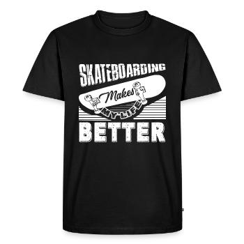 Skateboarding Skateboarding Makes Life Better - Men's Premium Organic T-Shirt - black - Front - Nico (187cm)
