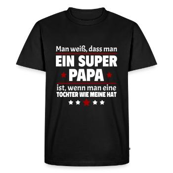 Man weiß dass man ein Super Papa eine Tochter - Männer Premium Bio T-Shirt - Schwarz - Vorne - Nico (187cm)