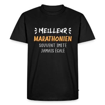 Souvent imité jamais égalé meilleur marathonien - T-shirt Premium bio Homme - noir - Devant - Nico (187cm)
