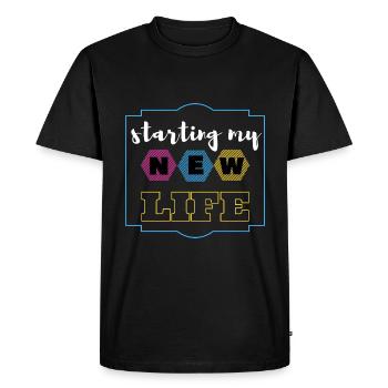 commencer ma nouvelle vie - T-shirt Premium bio Homme - noir - Devant - Nico (187cm)