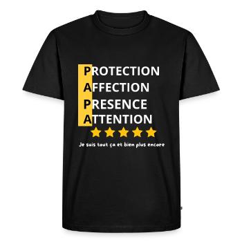 Dad Protection Affection Presence Attention - Men's Premium Organic T-Shirt - black - Front - Nico (187cm)