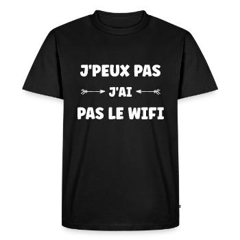 j'peux pas j'ai pas le wifi - T-shirt Premium bio Homme - noir - Devant - Nico (187cm)