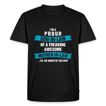 Drôle de gendre Anniversaire Noël Mère géniale - T-shirt Premium bio Homme - noir - Devant - Nico (187cm)