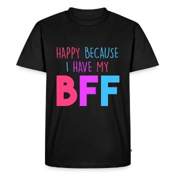 Heureux parce que j’ai mon BFF - T-shirt Premium bio Homme - noir - Devant - Nico (187cm)