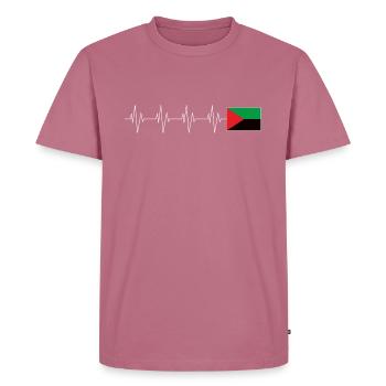 Drapeau Martinique Coeur - T-shirt Premium bio Homme - mauve - Devant - Nico (187cm)