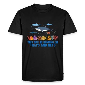 Girl Net Boat Marine Biologist Biology Ocean - Men's Premium Organic T-Shirt - black - Front - Nico (187cm)