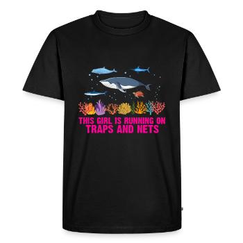 Girl Net Boat Marine Biologist Biology Ocean - Men's Premium Organic T-Shirt - black - Front - Nico (187cm)