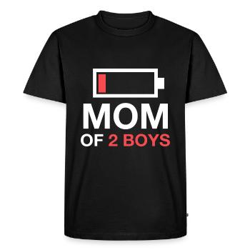 Mom Of Two Boys - Maman Mère 2 Fils Deux Garçons - T-shirt Premium bio Homme - noir - Devant - Nico (187cm)
