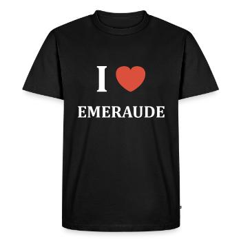 I love Emeraude - T-shirt Premium bio Homme - noir - Devant - Nico (187cm)