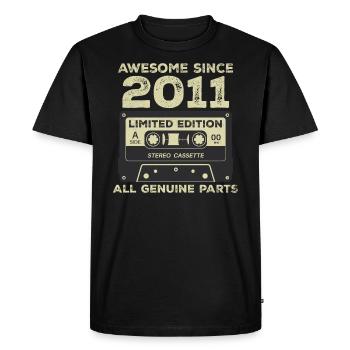 2011 Anniversaire Né en 2011 Vintage Retro - T-shirt Premium bio Homme - noir - Devant - Nico (187cm)