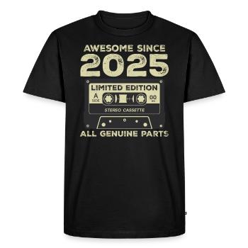 2025 Anniversaire Né en 2025 Vintage Rétro - T-shirt Premium bio Homme - noir - Devant - Nico (187cm)