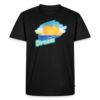 Coucher de soleil au bord de la mer en forme de cœur - T-shirt Premium bio Homme - noir - Devant - Nico (187cm)
