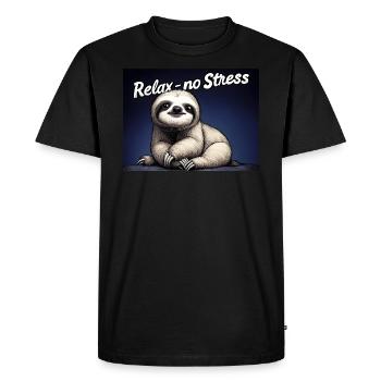 Cute Sloth Relax - No Stress - Men's Premium Organic T-Shirt - black - Front - Nico (187cm)
