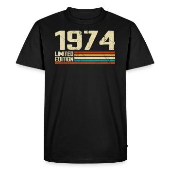 Vintage 1974 Anniversaire Rétro - Né en 1974 - T-shirt Premium bio Homme - noir - Devant - Nico (187cm)