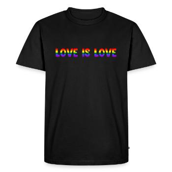 Rainbow Love Is Love LGBTQIA+ CSD Gay Pride - Men's Premium Organic T-Shirt - black - Front - Nico (187cm)