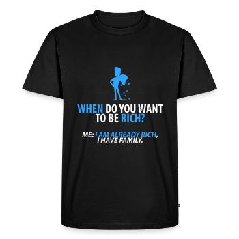 Déjà riche : ma famille - T-shirt Premium bio Homme - noir - Devant - Nico (187cm)