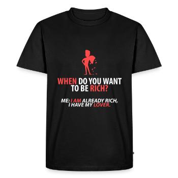 Déjà riche : mon amant - T-shirt Premium bio Homme - noir - Devant - Nico (187cm)