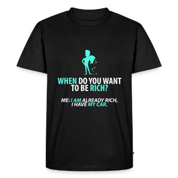 Déjà riche : ma voiture - T-shirt Premium bio Homme - noir - Devant - Nico (187cm)