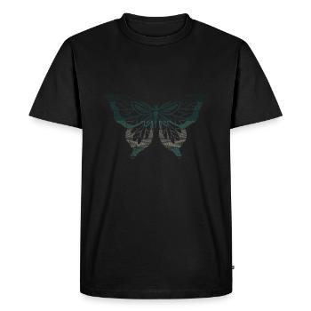 CHIC BUTTERFLY turquoise, style vintage, grille de bague - T-shirt Premium bio Homme - noir - Devant - Nico (187cm)