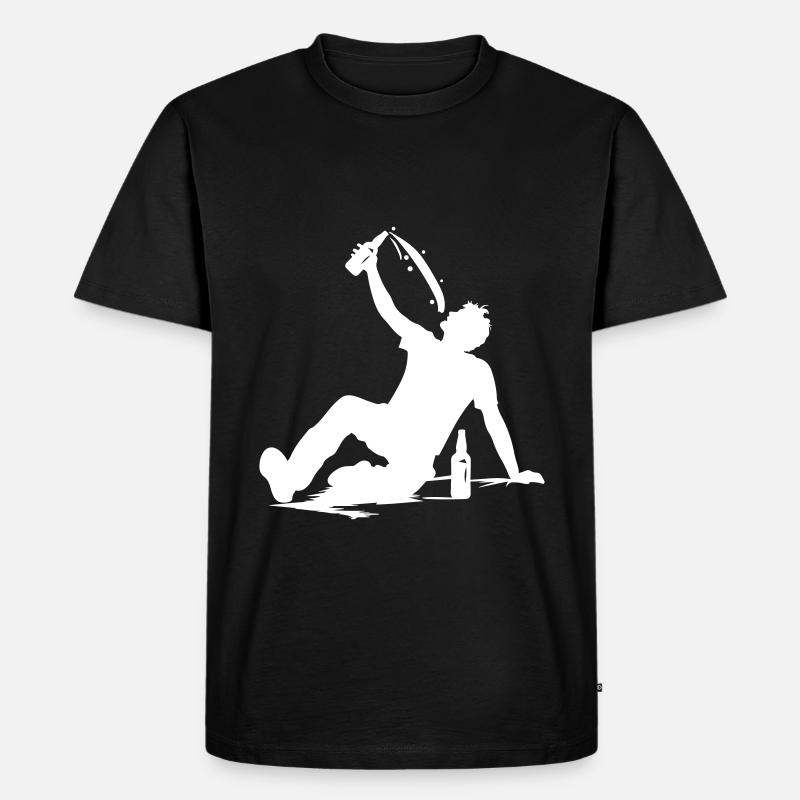Drinking Bier Silhouette - Männer Premium Bio T-Shirt - Schwarz
