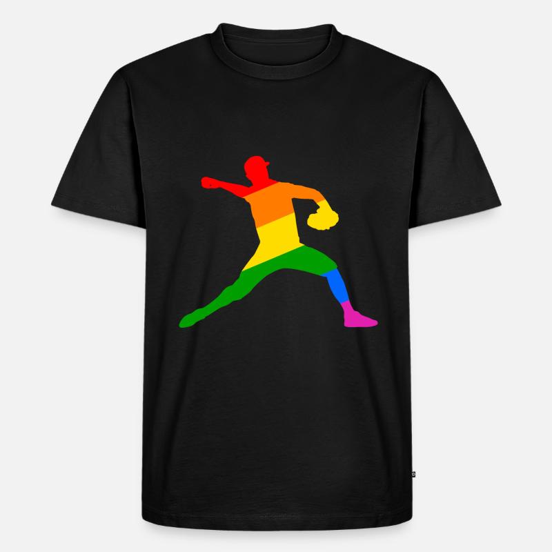 Regenbogen Baseball Player Geschenk - Männer Premium Bio T-Shirt - Schwarz