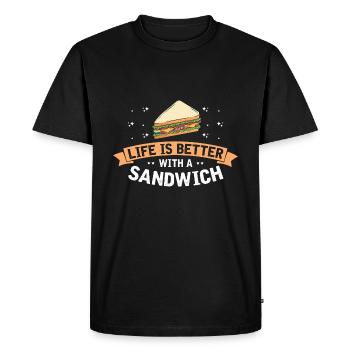 La vie est meilleure avec Sandwich Food BBQ - T-shirt Premium bio Homme - noir - Devant - Nico (187cm)