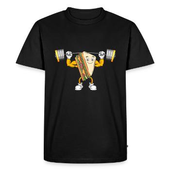 Musculation Sandwich Fitness Workout Gym - T-shirt Premium bio Homme - noir - Devant - Nico (187cm)