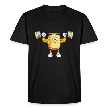 Musculation Sandwich Fitness Workout Gym - T-shirt Premium bio Homme - noir - Devant - Nico (187cm)