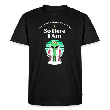 Alien roi retro coucher du soleil - T-shirt Premium bio Homme - noir - Devant - Nico (187cm)