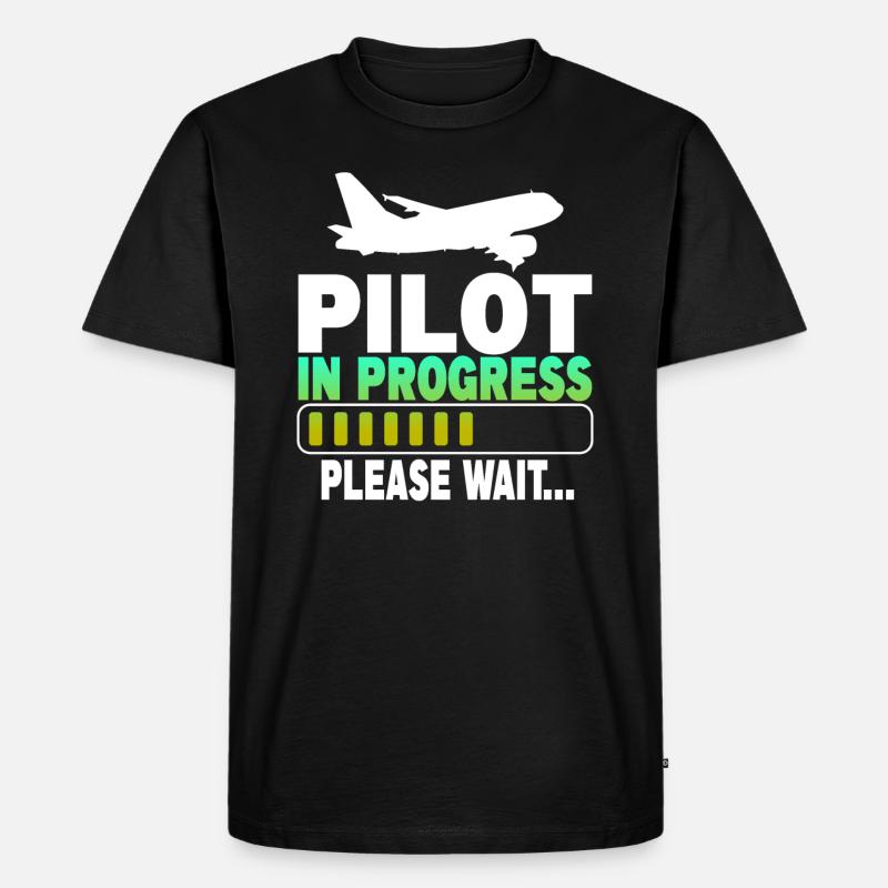 Pilot In Progress Please Wait - Männer Premium Bio T-Shirt - Schwarz