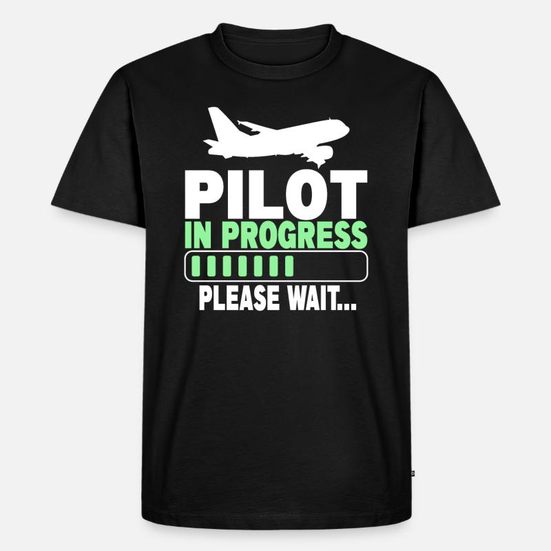 Pilot In Progress Please Wait - Männer Premium Bio T-Shirt - Schwarz