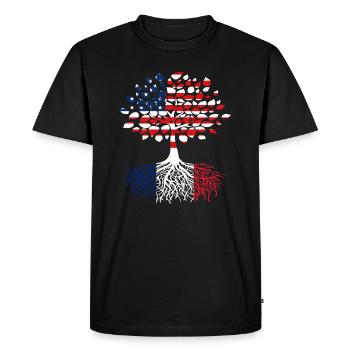 Racines Français des arbres américains - T-shirt Premium bio Homme - noir - Devant - Nico (187cm)