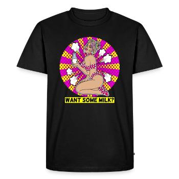 EROTIC POP-ART ARTWORK SEXY COMIC GIRL MILK - Men's Premium Organic T-Shirt - black - Front - Nico (187cm)