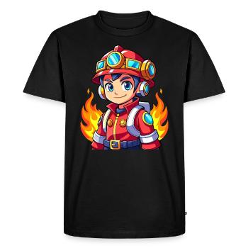 Héros en rouge le pompier - T-shirt Premium bio Homme - noir - Devant - Nico (187cm)