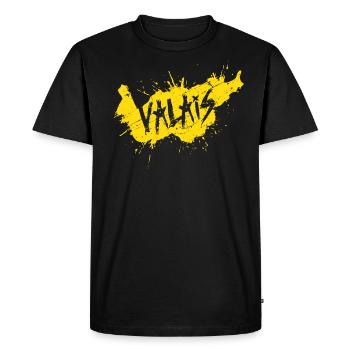 VALAIS GRUNGY GELB - Männer Premium Bio T-Shirt - Schwarz - Vorne - Nico (187cm)