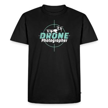 Photographe de drone - Pilote de drone - T-shirt Premium bio Homme - noir - Devant - Nico (187cm)
