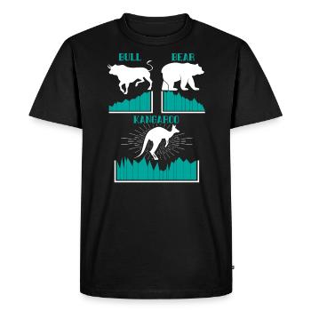 Bull Bear et Kangaroo Market Volatility Trader - T-shirt Premium bio Homme - noir - Devant - Nico (187cm)