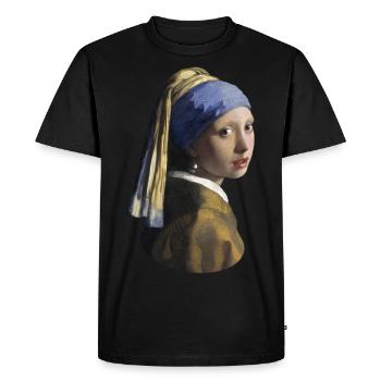 Jan Vermeer La fille à la boucle d’oreilles de perles - T-shirt Premium bio Homme - noir - Devant - Nico (187cm)
