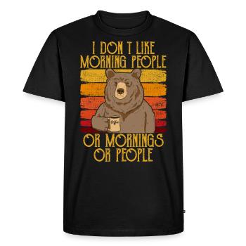 je n'aime pas que les gens du matin portent du café - T-shirt Premium bio Homme - noir - Devant - Nico (187cm)