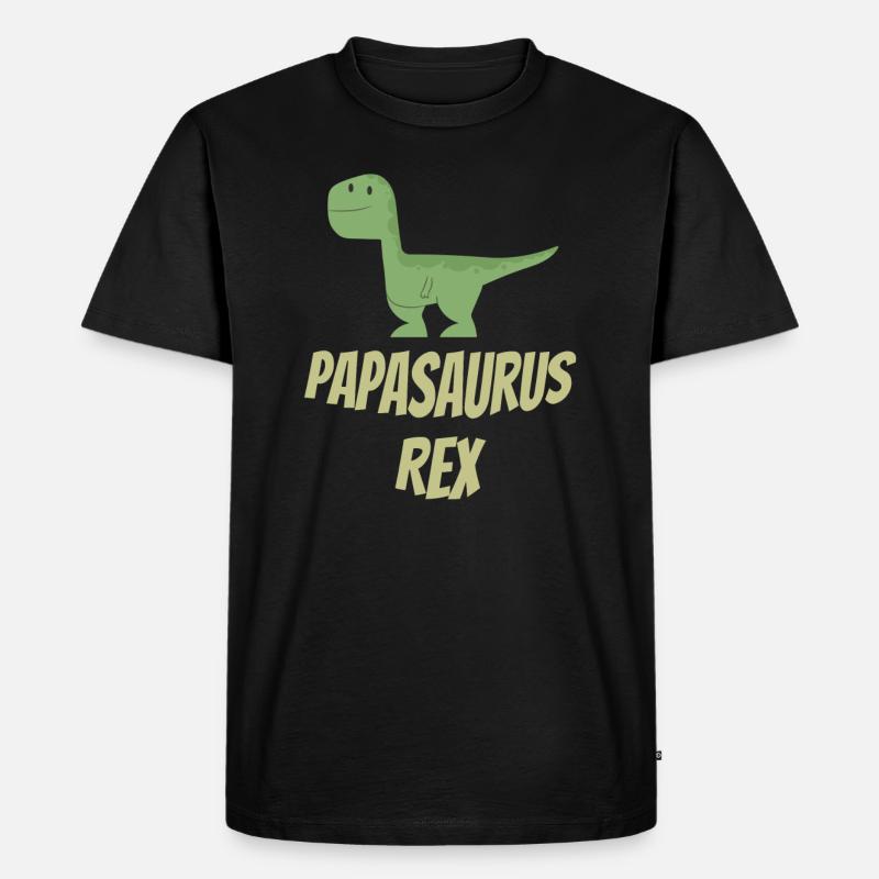 Papasaurus Rex - Männer Premium Bio T-Shirt - Schwarz