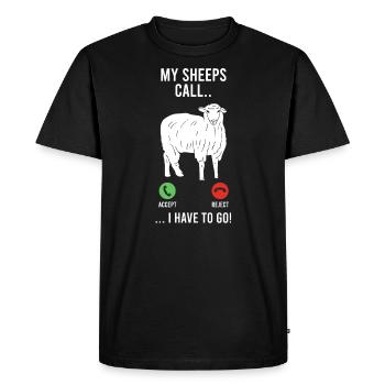 Schäfer Spruch meine Schafe rufen an Landwirt - Männer Premium Bio T-Shirt - Schwarz - Vorne - Nico (187cm)