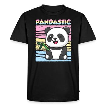 Panda Saying Pandastic Pansexual Gift - Men's Premium Organic T-Shirt - black - Front - Nico (187cm)