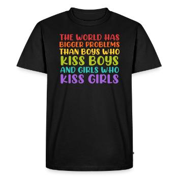 Gay Pride saying World has bigger problems - Men's Premium Organic T-Shirt - black - Front - Nico (187cm)