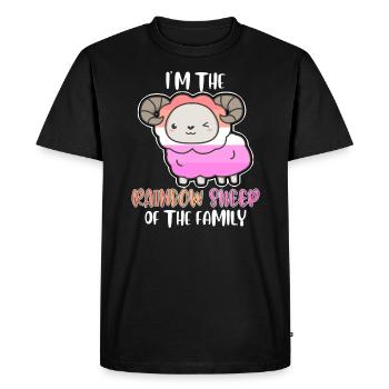 Lesbienne Rengaine Rainbow Sheep LGBT Pride mouton - T-shirt Premium bio Homme - noir - Devant - Nico (187cm)