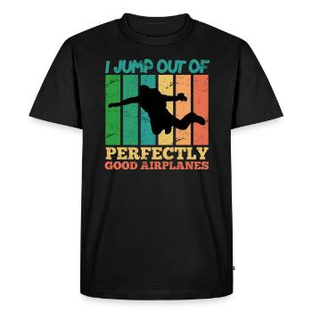 Parachute Sauteur avion Sort Vintage - T-shirt Premium bio Homme - noir - Devant - Nico (187cm)
