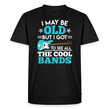 Retraités sort Rock musique musicien guitariste guitare - T-shirt Premium bio Homme - noir - Devant - Nico (187cm)